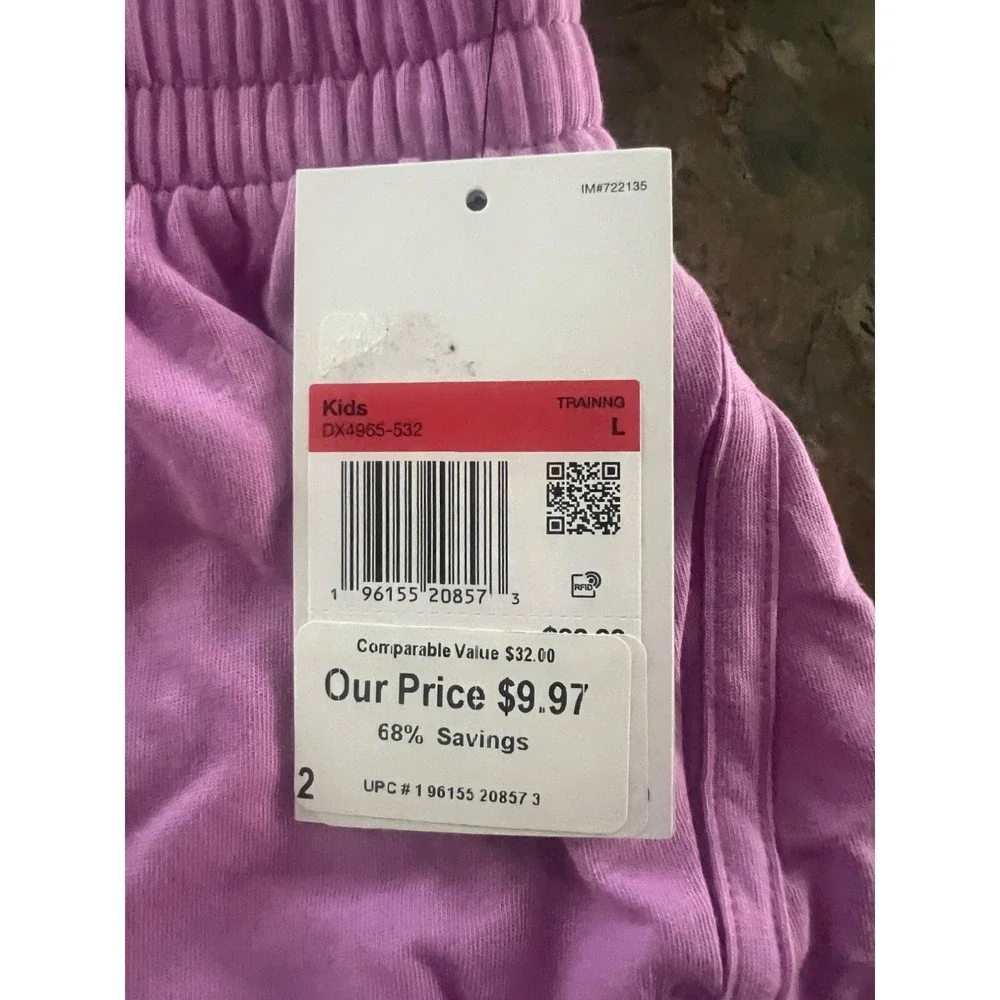 Nike Kids Training Shorts Loose Fit Youth Large Lavender NWT